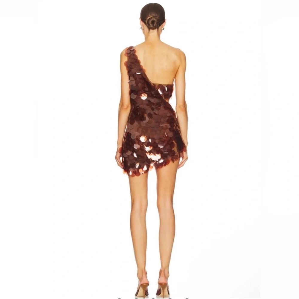 Dolls Kill Copper Sequin One-Shoulder Mini Dress